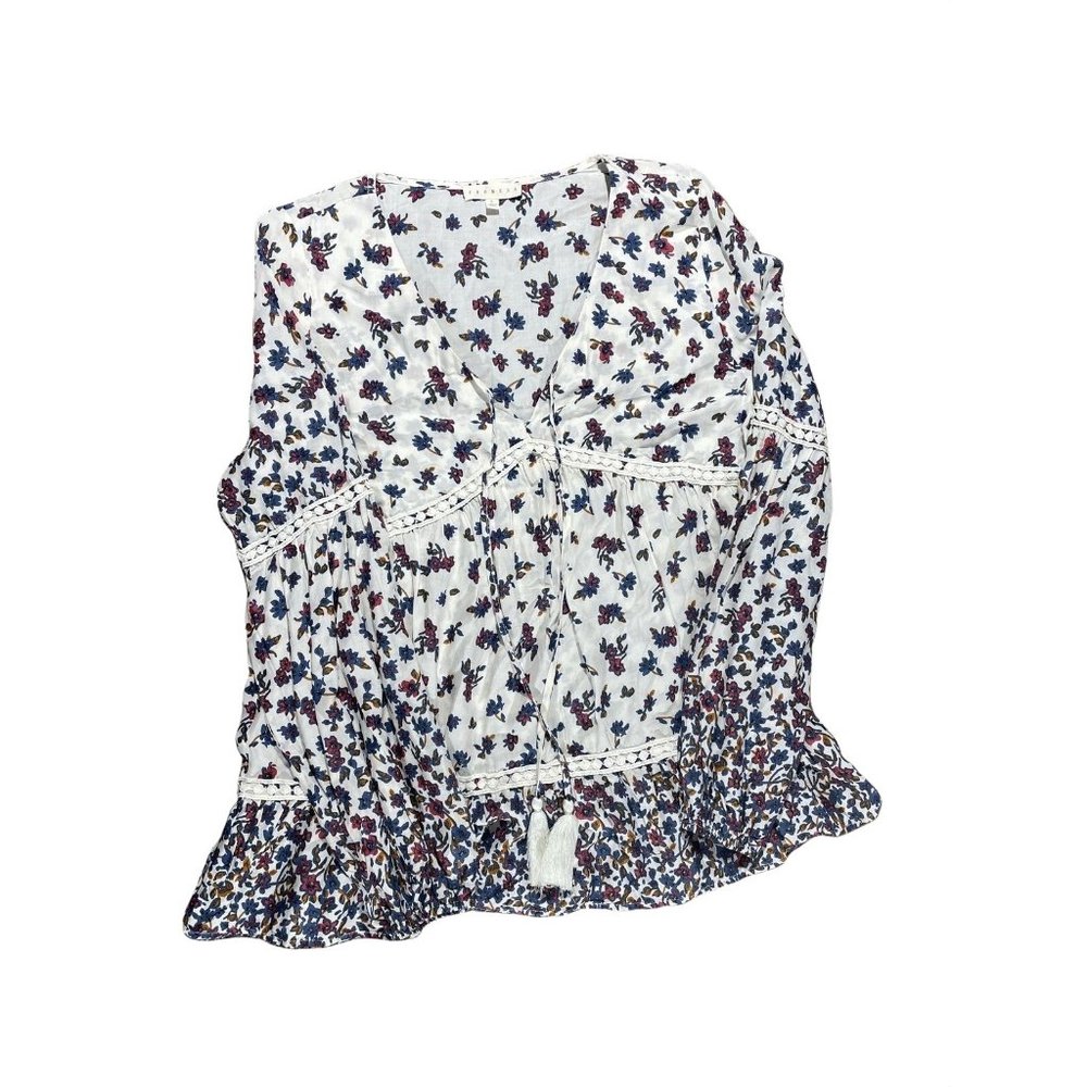 Promesa womens white floral blouse large.